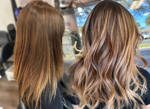 Before and after dimensional balayage transformation